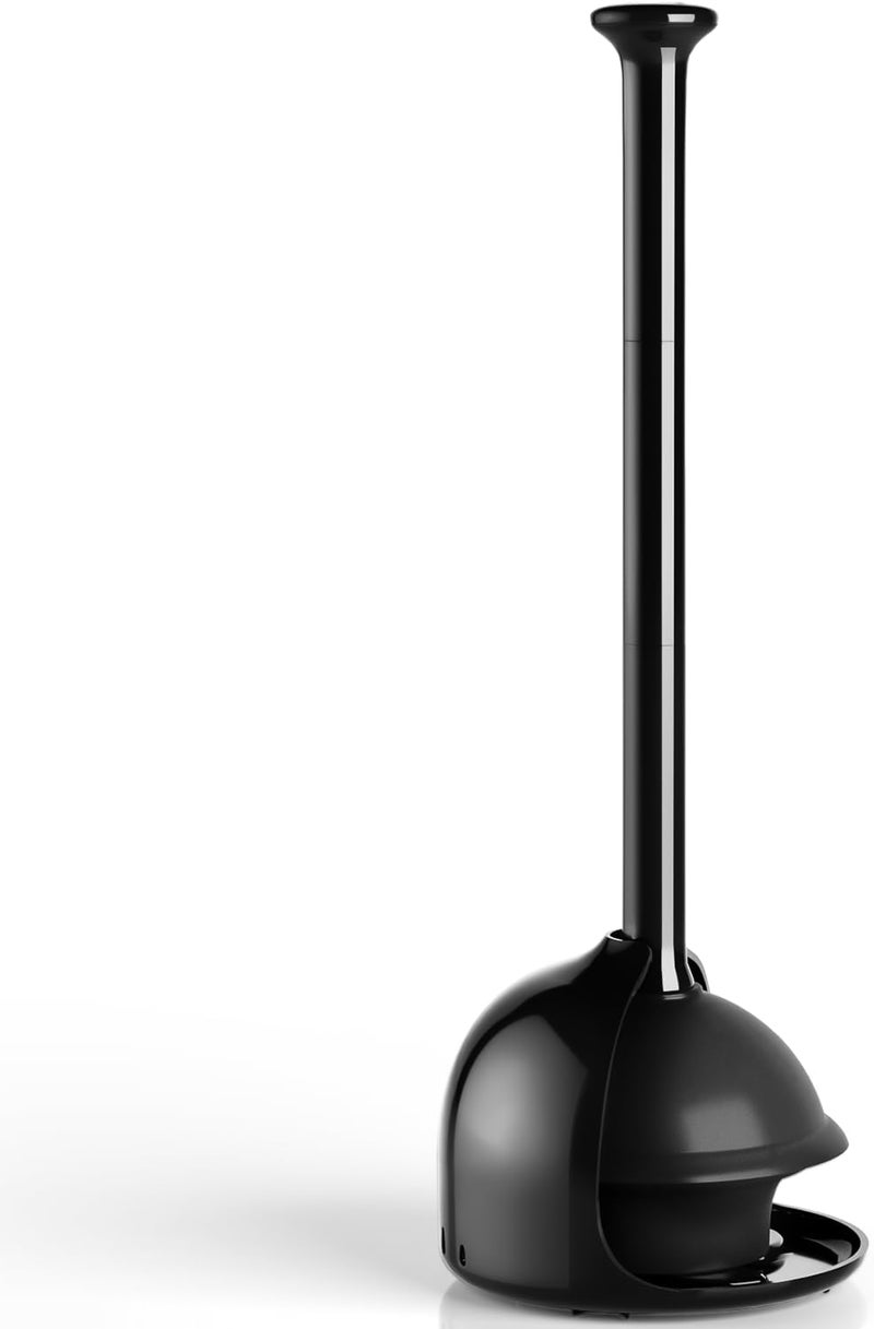 Denvlex Toilet Plunger with Holder, Heavy Duty Plunger and Holder Combo for Bathroom Cleaning, Bathroom Decor, Bathroom Accessories, Toilet Bowl Cleaners, Black, 18.8inch - Image 1